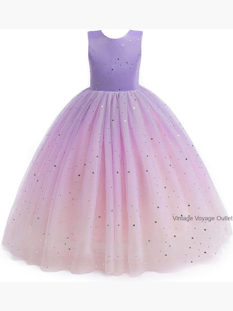 Girls Tulle Flower Dress Sleeveless Sequin Pageant Gown Party